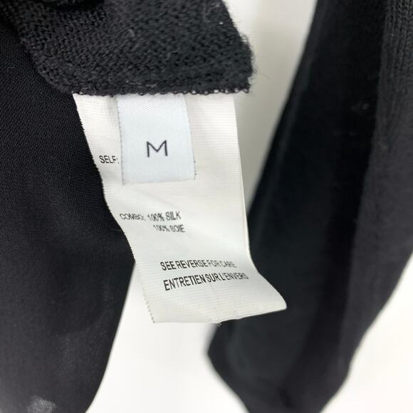 THAKOON Women's Size M Asymmetrical Sweater Long Sleeve Black Wool Silk Panels - Picture 6 of 8